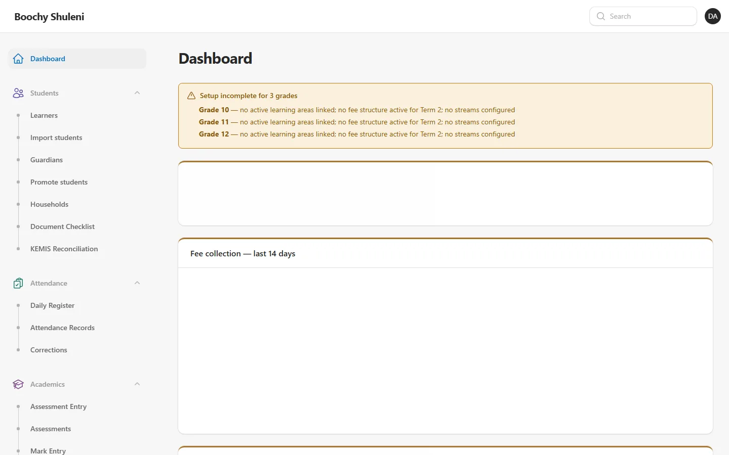 Boochy Shuleni interface