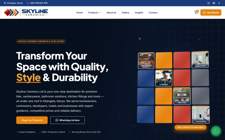 Skyline Ceramics website screenshot